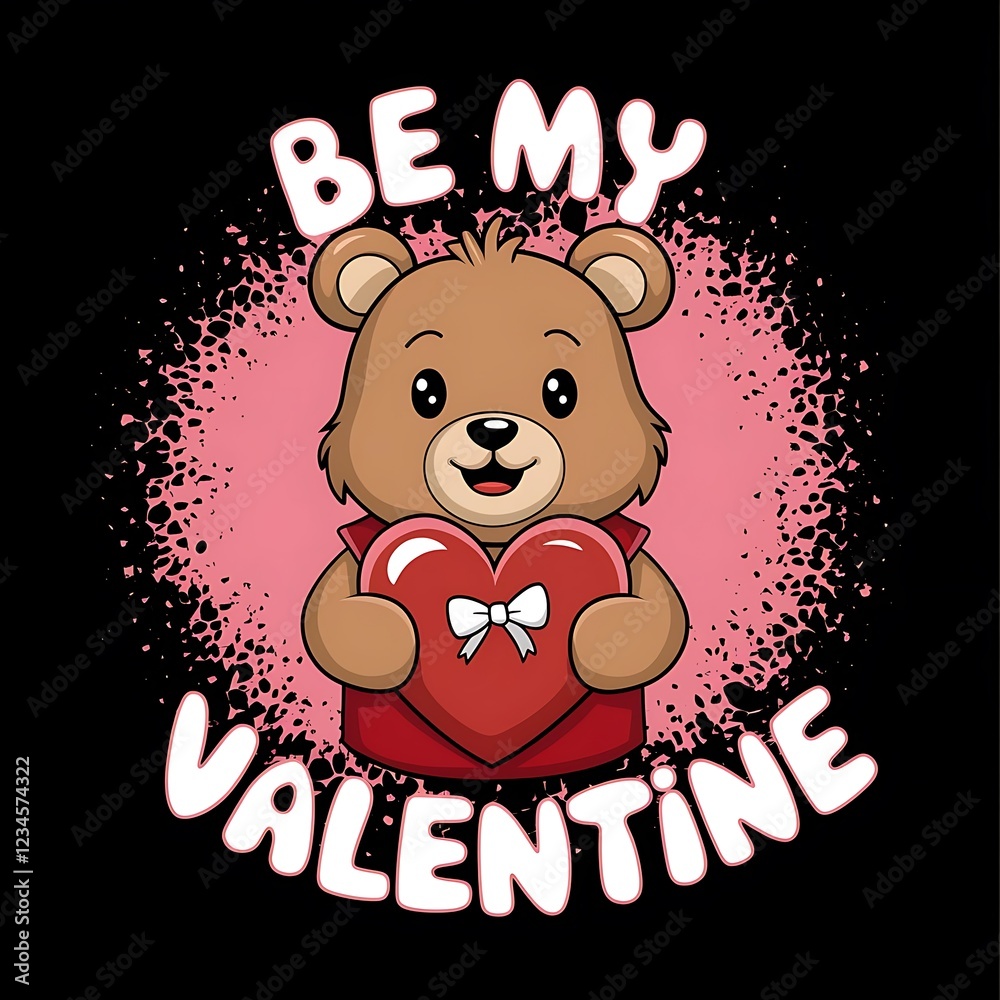 Cute Valentine Bear Holding Heart T-Shirt Design Cute Valentine Bear Holding Heart T-Shirt Design