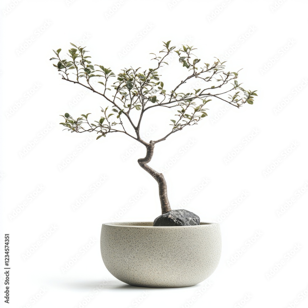Obraz premium Pot thin tree isolated on white background