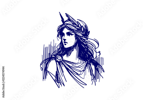 Foto Greek Goddess Athena hand drawn sketch vector