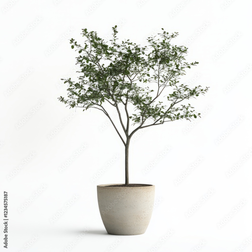 Pot thin tree isolated on white background Pot thin tree isolated on white background