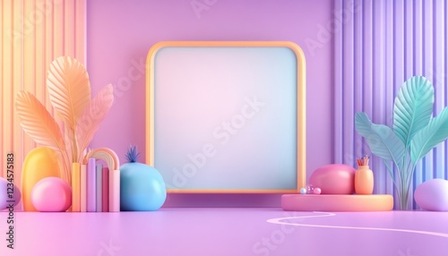 This pastel-themed, studio-like background offers a clean, creative space for visual content ideally suited for presentations, a professional remote teaching setup featuring a well-lit instructor photo