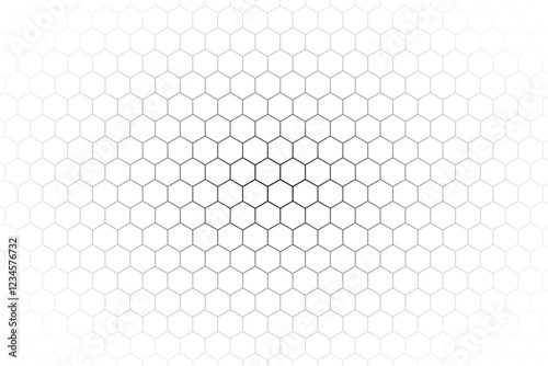 Abstract black and white background consisting of hexagons. Halftone background. Gradient illustration. Soccer,football concept wallpaper.