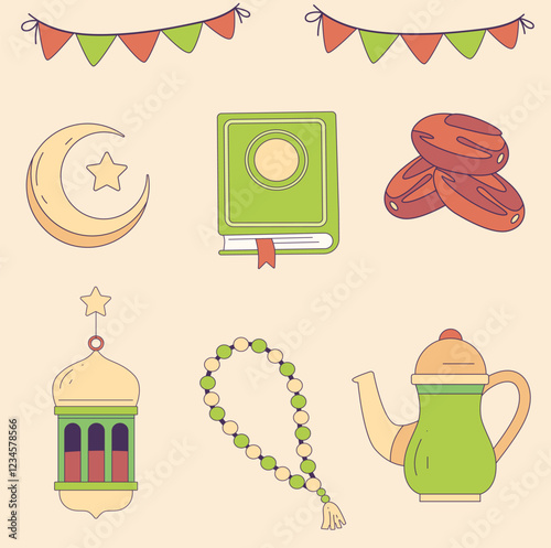 Ramadan kareem elements illustration