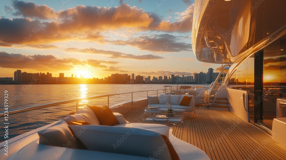 Fototapeta premium Sunset on Boat Deck