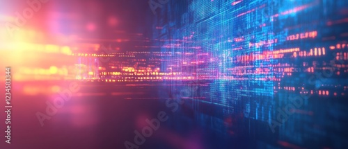 Wallpaper Mural Futuristic digital landscape with vibrant light trails and data Torontodigital.ca