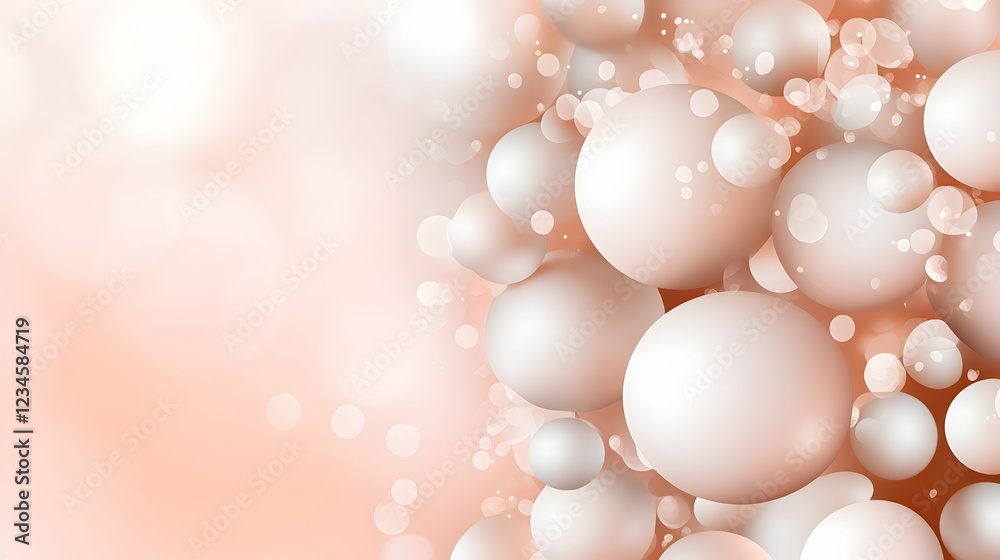 Abstract Peach Background with Floating Spheres, Ideal for Cosmetics or Skincare Abstract Peach Background with Floating Spheres, Ideal for Cosmetics or Skincare