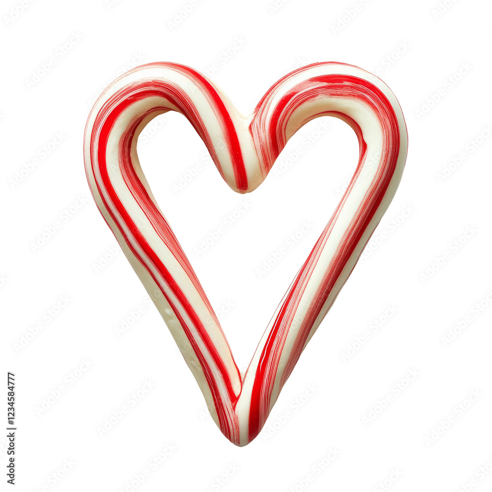 A red and white striped heart shape, reminiscent of a candy cane, showcasing a playful and festive design. A red and white striped heart shape, reminiscent of a candy cane, showcasing a playful and festive design.