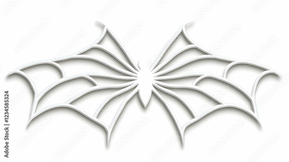 Obraz premium Abstract white spider web design, isolated on white background, for graphic design or tattoo