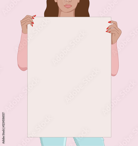 Woman Holding a Blank Paper for Creative Designs