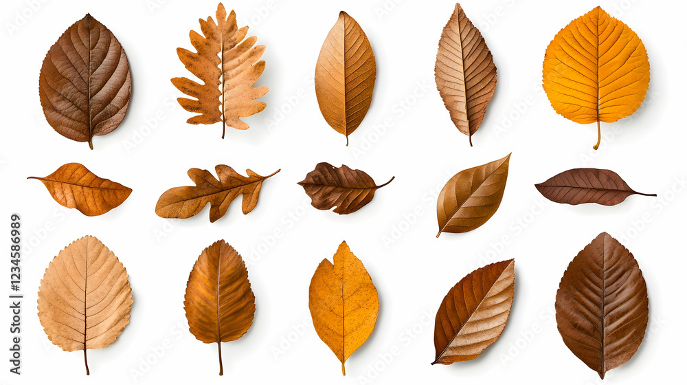 Obraz premium Autumn leaves collection, isolated on white background, perfect for design projects