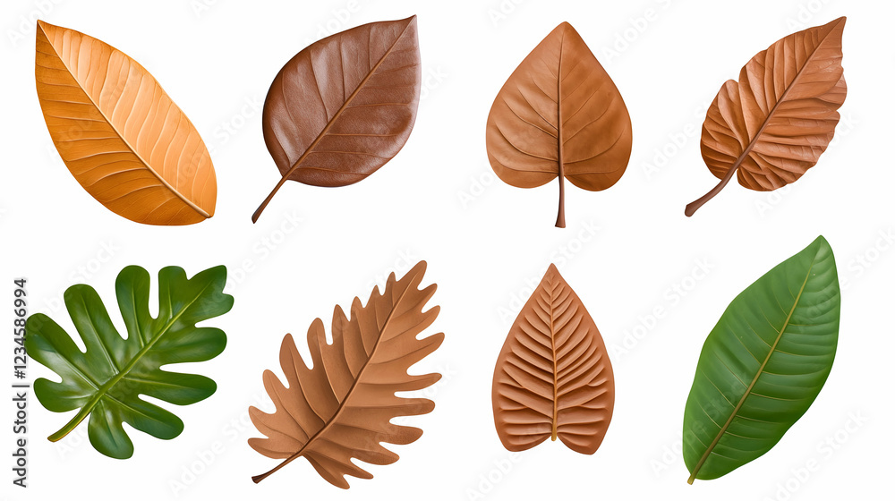 Obraz premium Autumn leaves collection, isolated on white background, for design