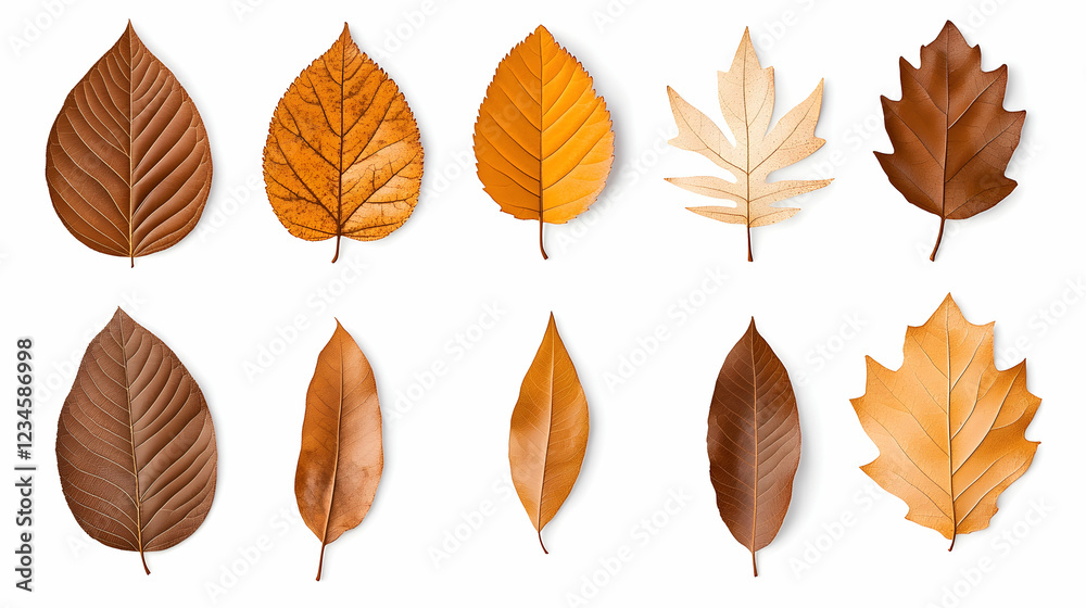 Autumn leaves collection; isolated on white background; design element; fall foliage Autumn leaves collection; isolated on white background; design element; fall foliage