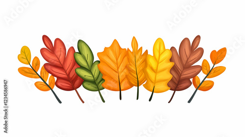 Autumn leaves banner, fall foliage, white background, seasonal design, perfect for greeting cards