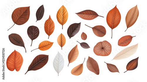 Autumn leaves collection; various shapes, colors, and sizes; isolated on white; perfect for fall designs