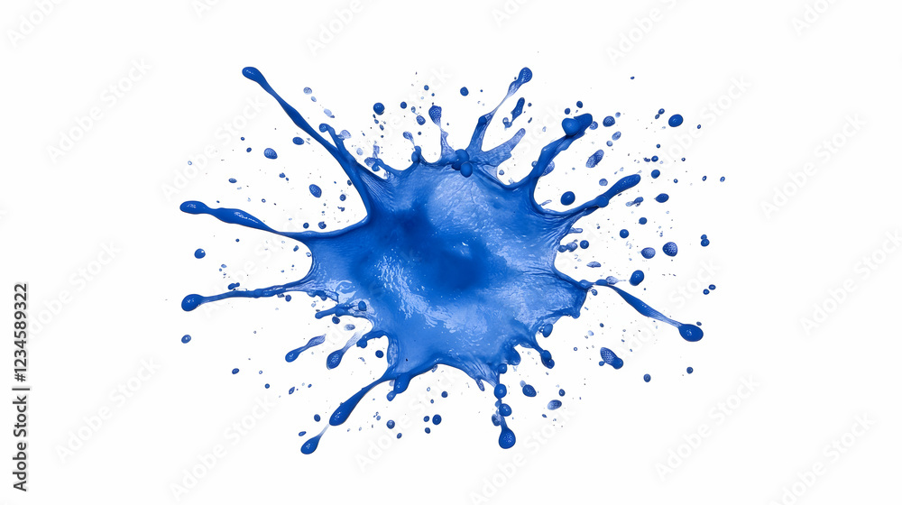 Fototapeta premium Blue paint splash isolated on white background; design element