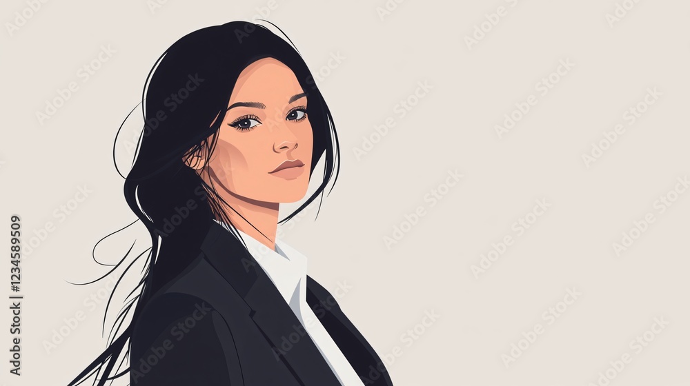 Professional Young Woman in Dark Business Suit Wearing Headphones, Isolated on White - Perfect for Business, Finance, HR, Banking, Start-up Concepts Professional Young Woman in Dark Business Suit Wearing Headphones, Isolated on White - Perfect for Business, Finance, HR, Banking, Start-up Concepts