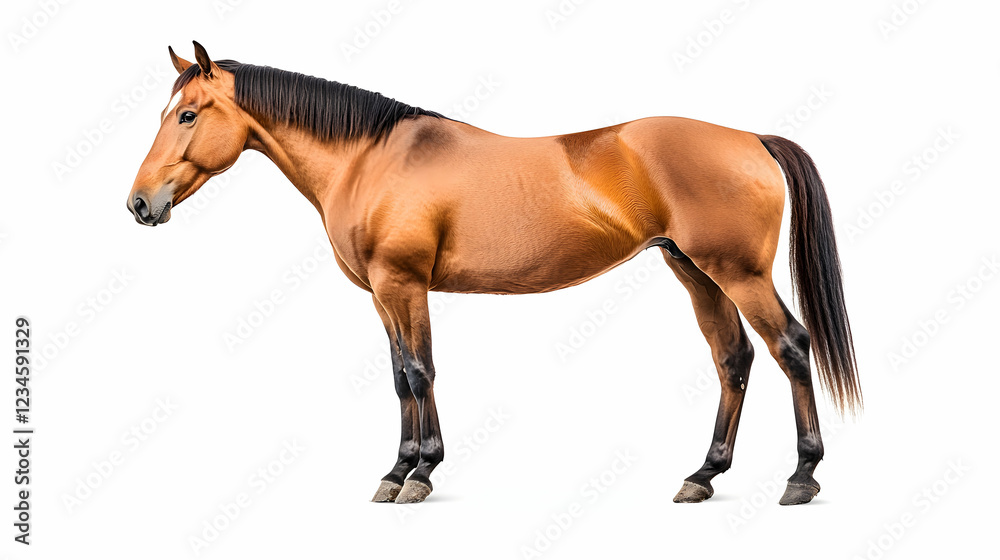 Obraz premium Chestnut horse profile, isolated on white, for equestrian website banner
