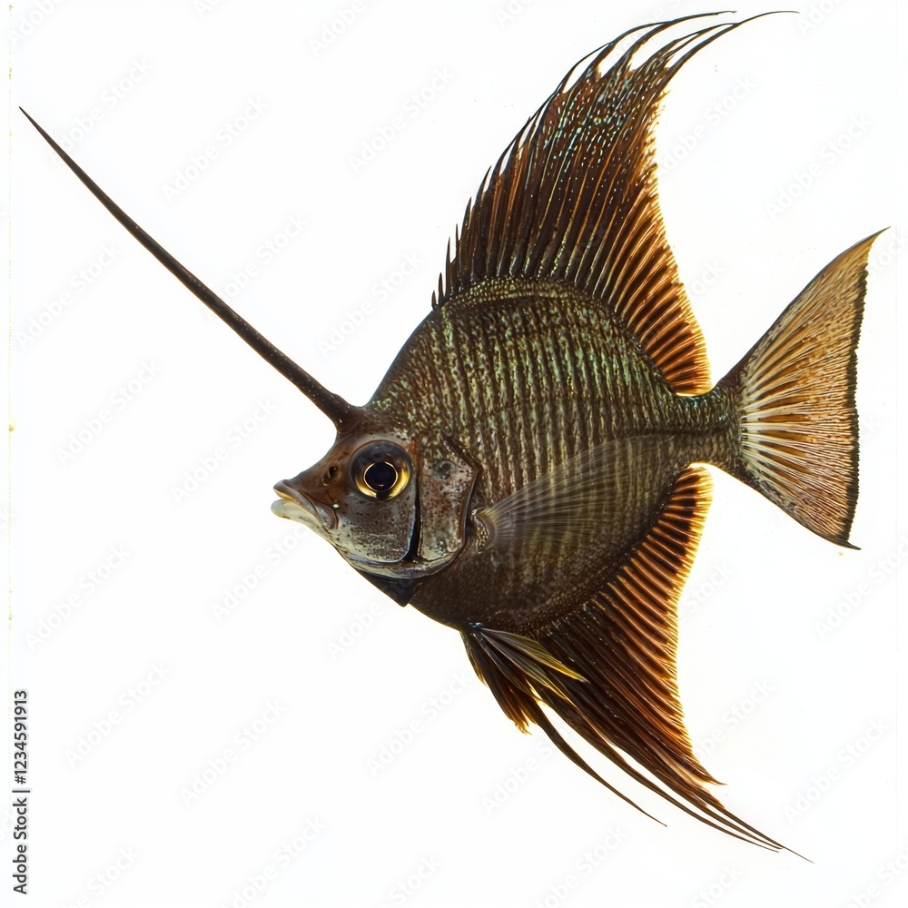 Obraz premium Elegant Fish with Long Fin and Unique Body Shape Swimming Gracefully in Clear Water