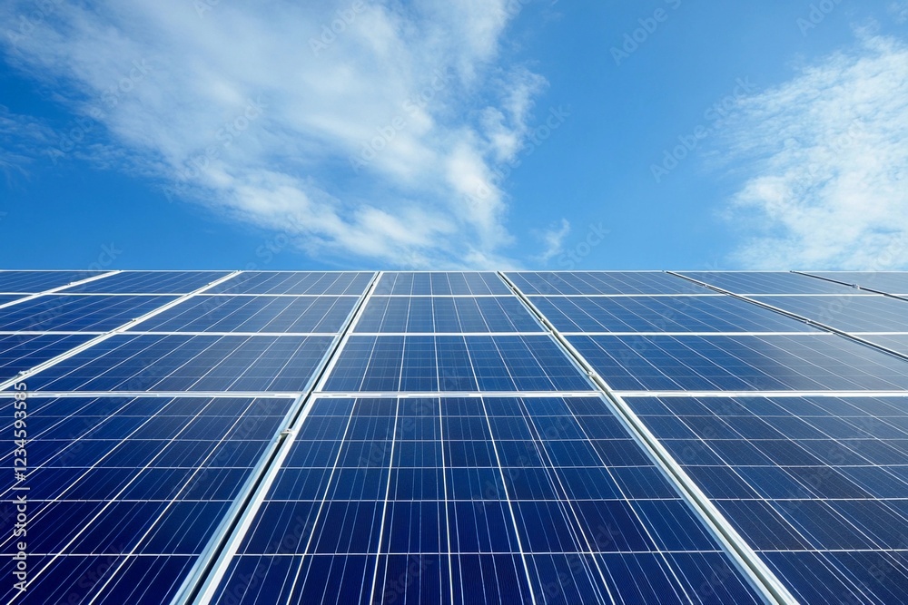Solar panels capture sunlight under a clear blue sky at a renewable energy site in midday sunshine. Generative AI Solar panels capture sunlight under a clear blue sky at a renewable energy site in midday sunshine. Generative AI