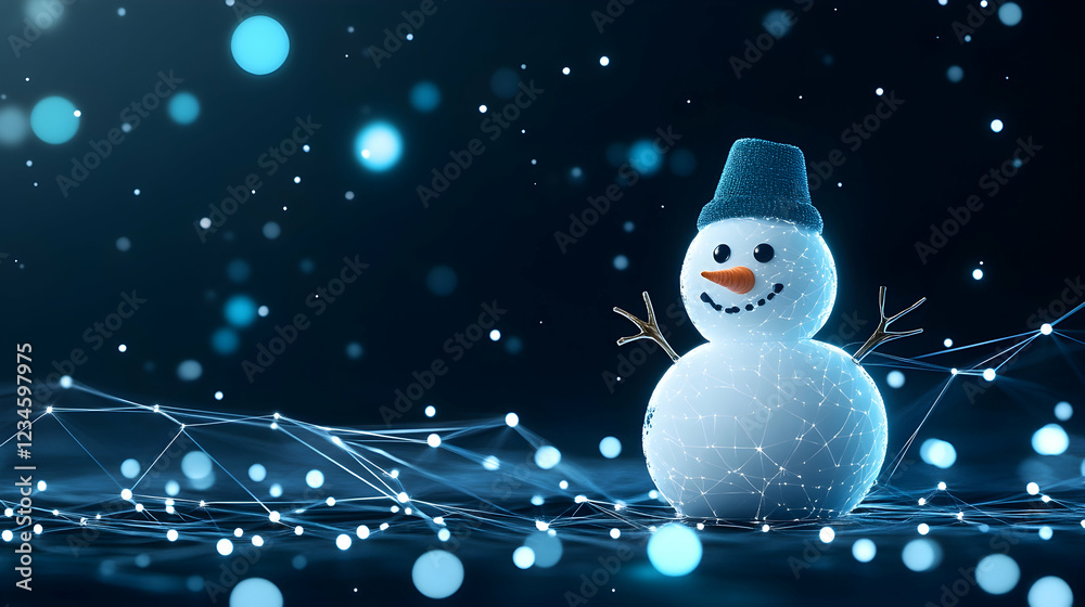 Obraz premium Digital Snowman Winter Holiday Scene