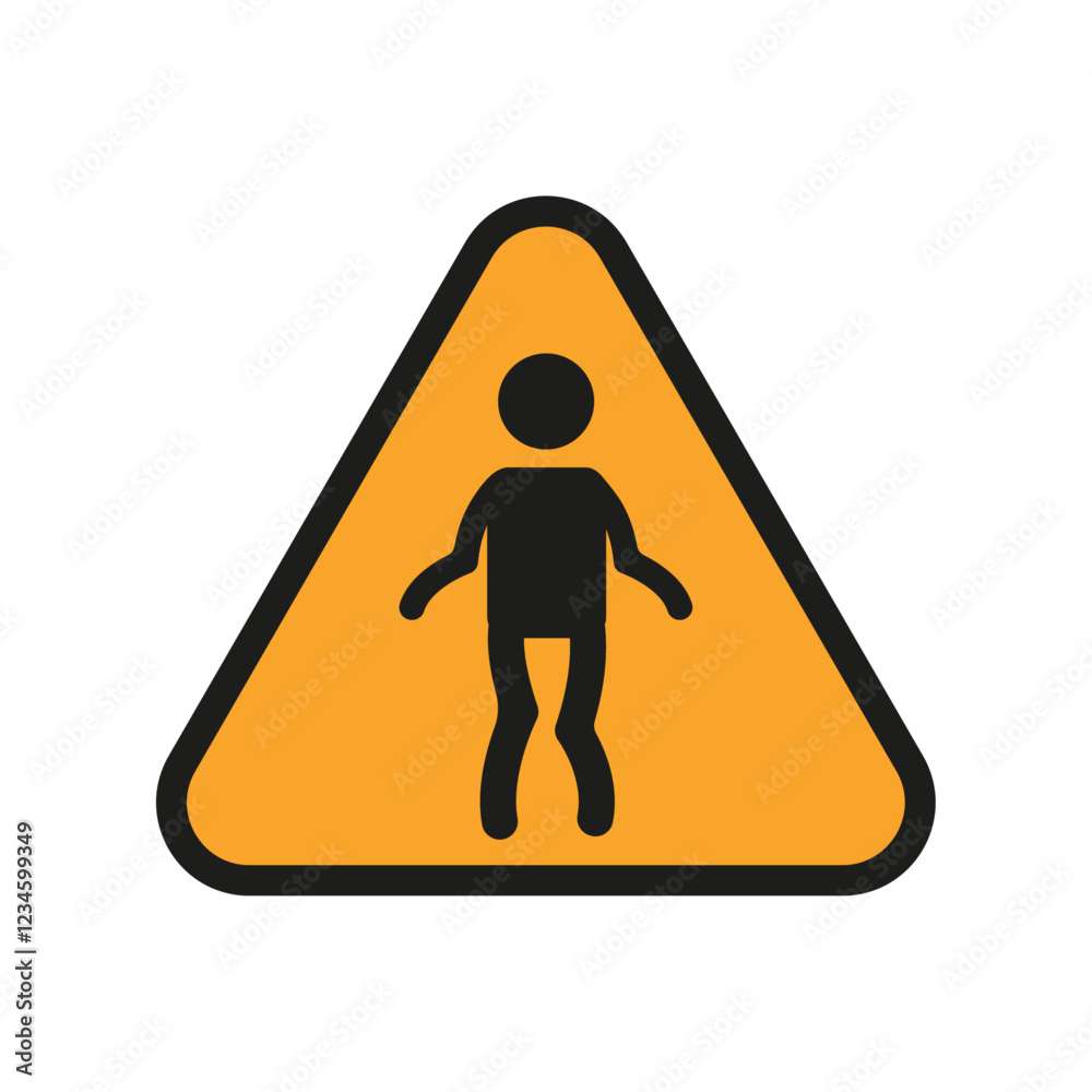 Warning yellow sign with disabled icon people Warning yellow sign with disabled icon people