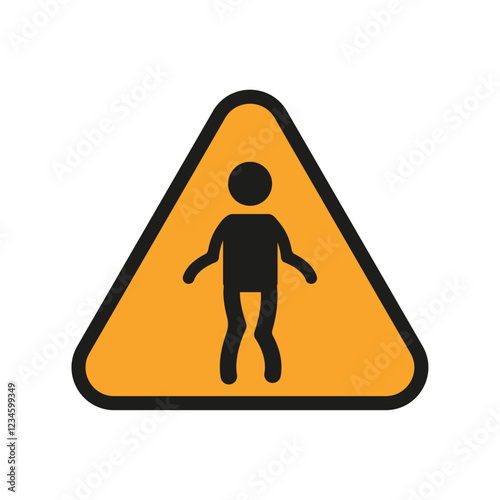 Warning yellow sign with disabled icon people