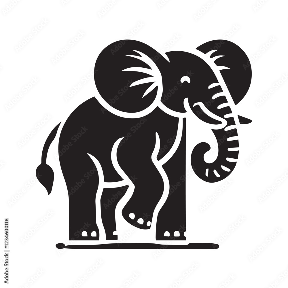 Obraz premium Powerful Elephant Head Silhouette Design