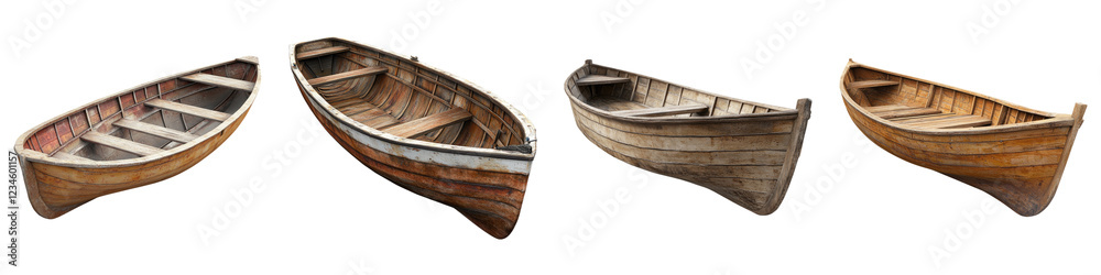 Row boat isolated on transparent background, PNG, Set of Row boat isolated on transparent background, PNG, Set of
