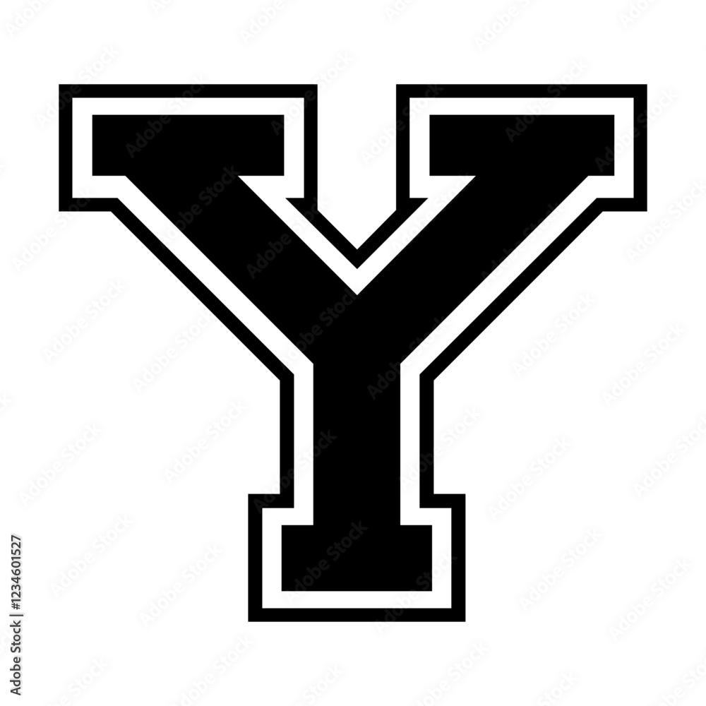 Initial letter Y in varsity font svg cut file. Isolated vector illustration. Initial letter Y in varsity font svg cut file. Isolated vector illustration.