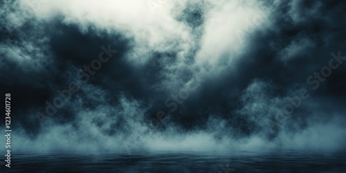 Dark stormy clouds over water