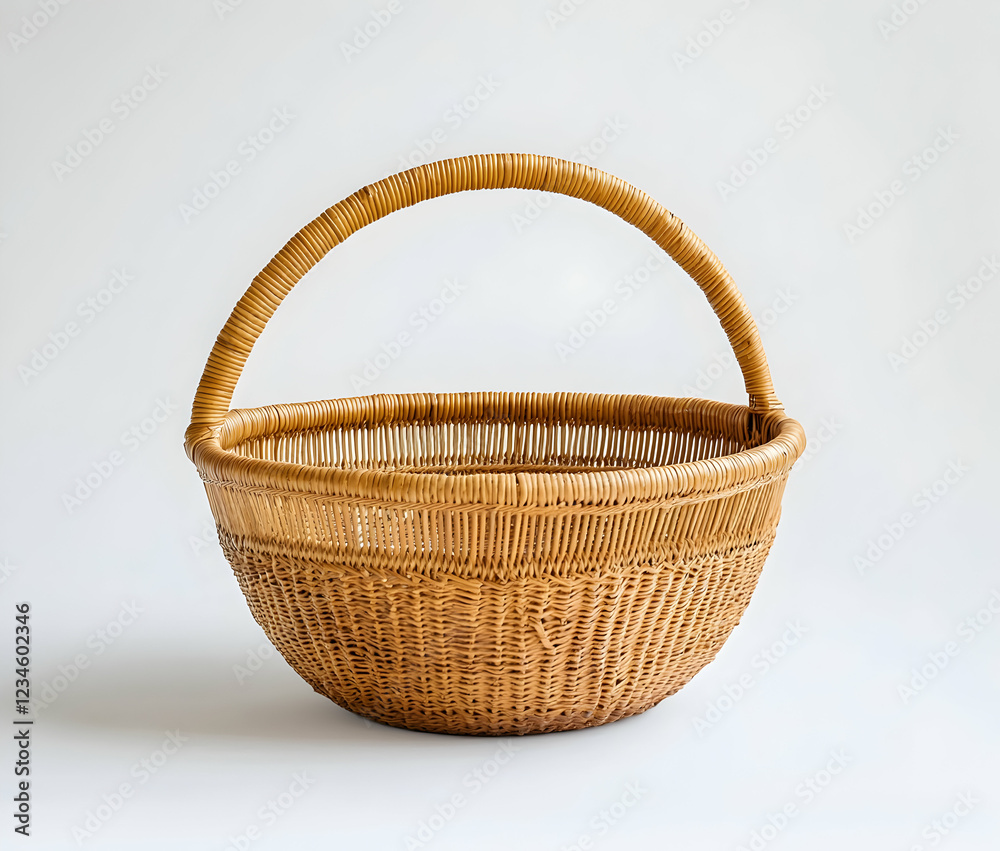Studio Shot of a Wicker Basket Isolated on White Background Studio Shot of a Wicker Basket Isolated on White Background