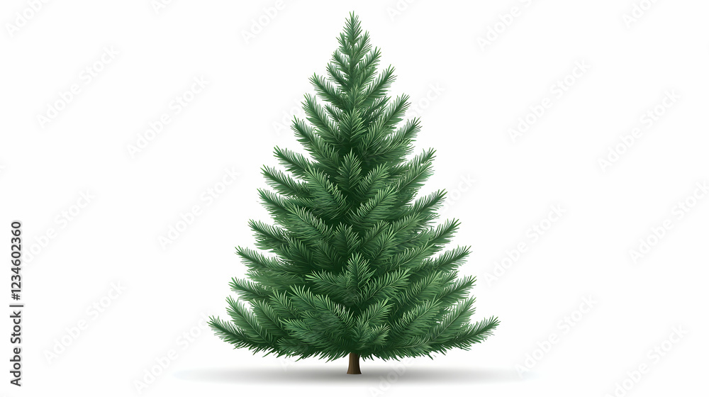 Evergreen tree, isolated, white background, winter holiday design Evergreen tree, isolated, white background, winter holiday design