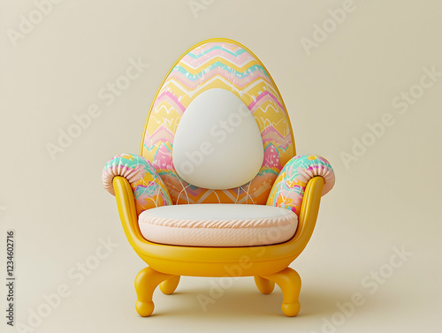 Easter Egg Chair Mockup in 3D Cartoon with Space for Ads photo