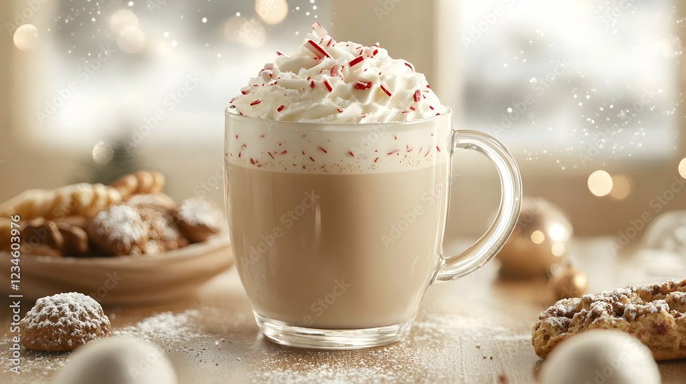 Indulge in a festive peppermint mocha, topped with whipped cream and candy cane pieces. Enjoy this cozy winter beverage with delicious pastries. Indulge in a festive peppermint mocha, topped with whipped cream and candy cane pieces. Enjoy this cozy winter beverage with delicious pastries.