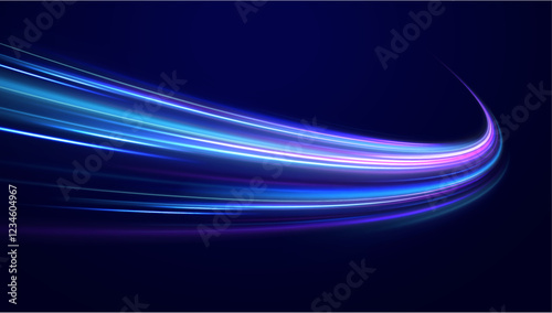 Colorful Light Trails, Long Time Exposure Motion Blur Effect. Abstract fire flare trace lens flares acceleration speed motion on night road. Acceleration speed motion on night road.