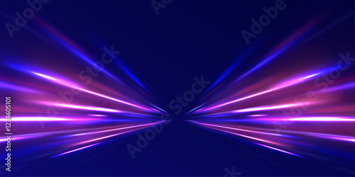 Colorful Light Trails, Long Time Exposure Motion Blur Effect. Abstract fire flare trace lens flares acceleration speed motion on night road. Acceleration speed motion on night road.