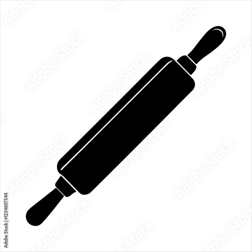 Rolling pin silhouette design white background