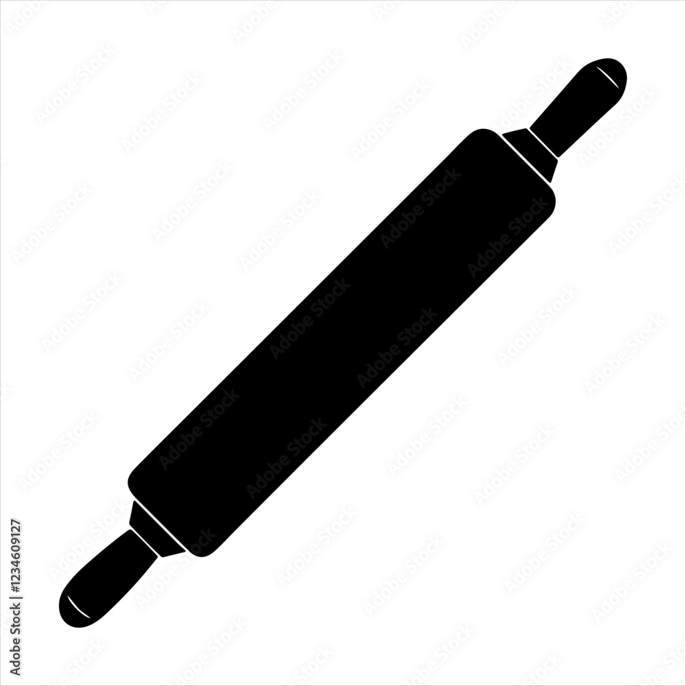 Rolling pin silhouette design white background