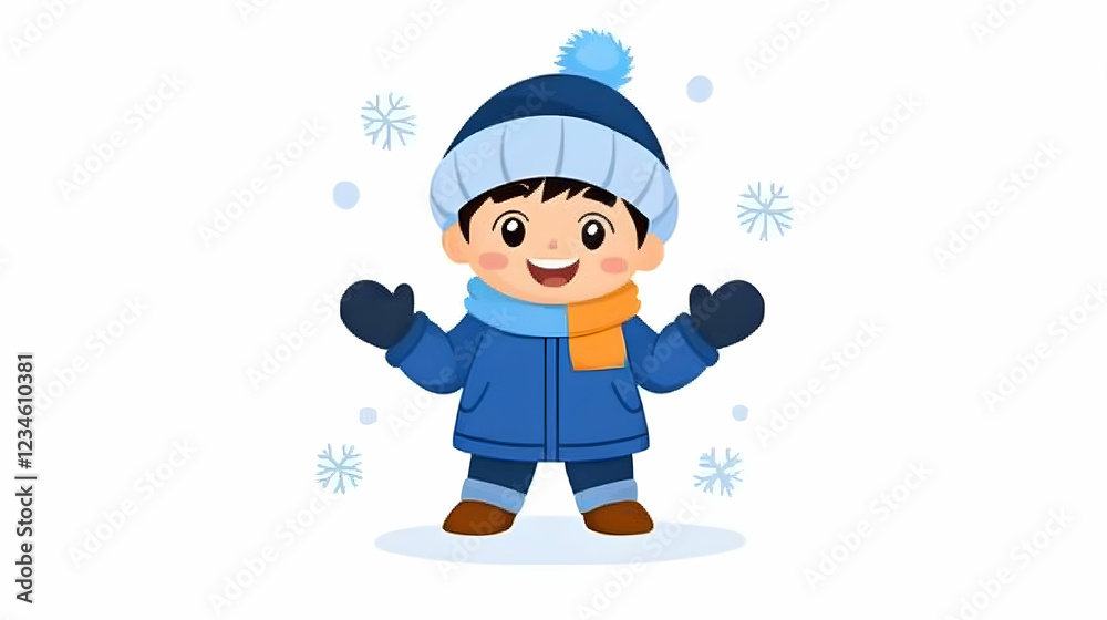 Happy boy playing in winter snow; festive background, ideal for greeting cards Happy boy playing in winter snow; festive background, ideal for greeting cards
