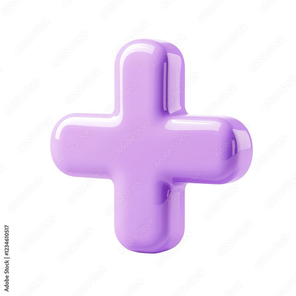 Obraz premium Purple Medical Plus Sign Healthcare Branding Icon, 3D design, Transparent Background, PNG
