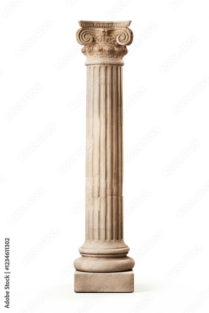 Fototapeta premium Roman pillar architecture column white background.