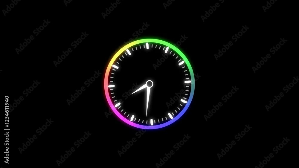 purple clock on black background animation time. Transparent background. Alpha icon clock purple clock on black background animation time. Transparent background. Alpha icon clock