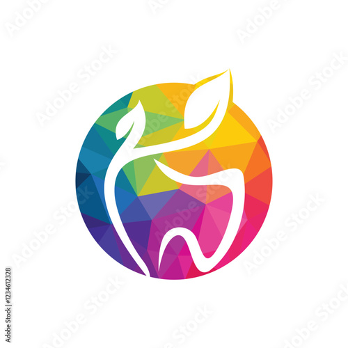 Natural dental vector logo design. Tooth and leaf icon logo design.