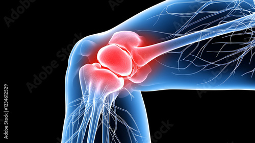 Knee pain anatomy illustration, medical healthcare