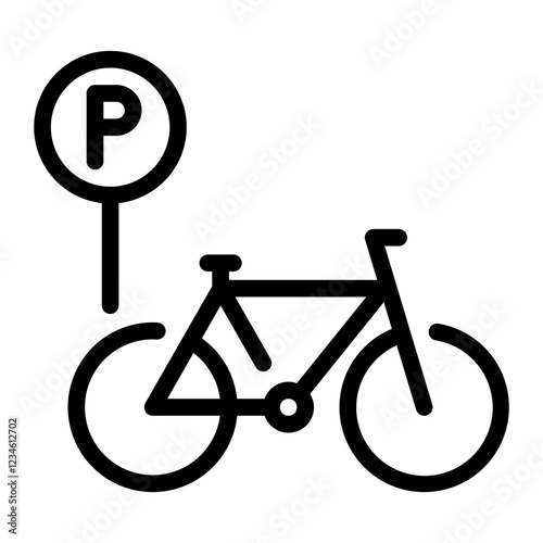 bicycle parking line icon