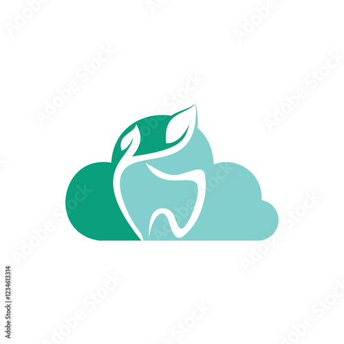 Natural dental vector logo design. Tooth and leaf icon logo design.