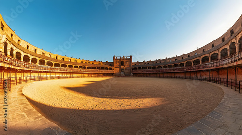 Historic arena under a clear blue sky