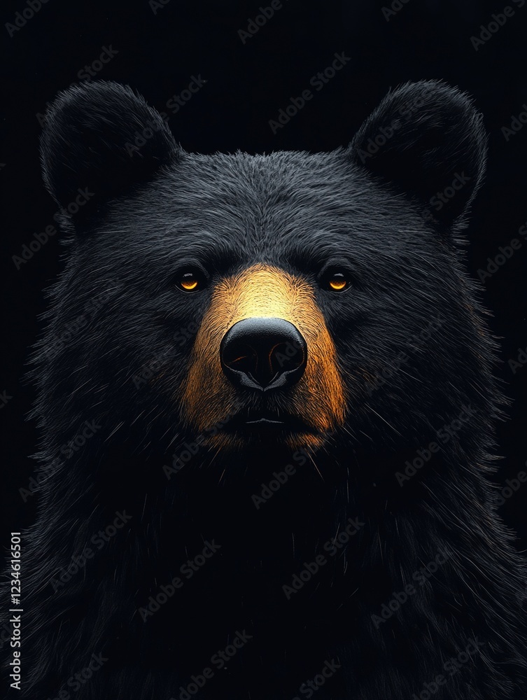 Black bear with dark background, portrait, use nature content Black bear with dark background, portrait, use nature content