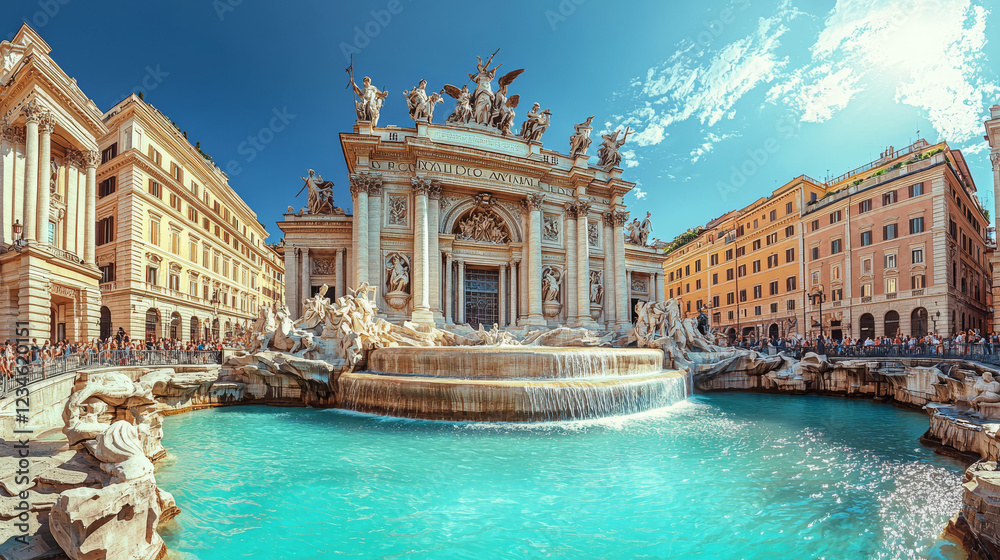 Fototapeta premium “The Heart of Rome: Trevi in Sunlit Glory”