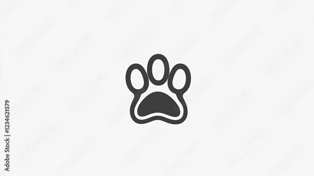 Simple paw print icon on white background, suitable for website design or app interface Simple paw print icon on white background, suitable for website design or app interface